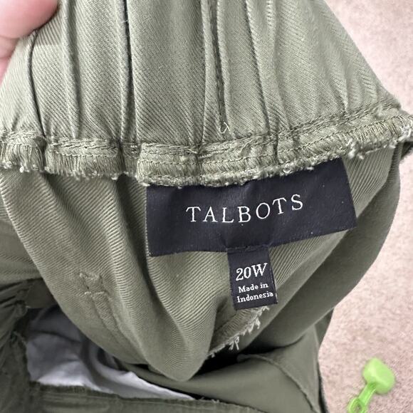 Talbots Womens 20W Green Cotton Tencel Pull On Elastic Waist Capri Pants Comfort - Picture 5 of 6